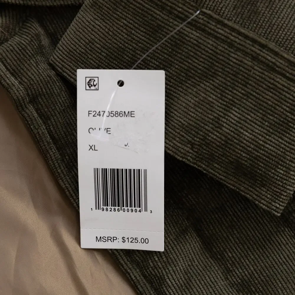Weatherproof Vintage Men Corduroy Button-Front Quilted Jacket Olive Size XL